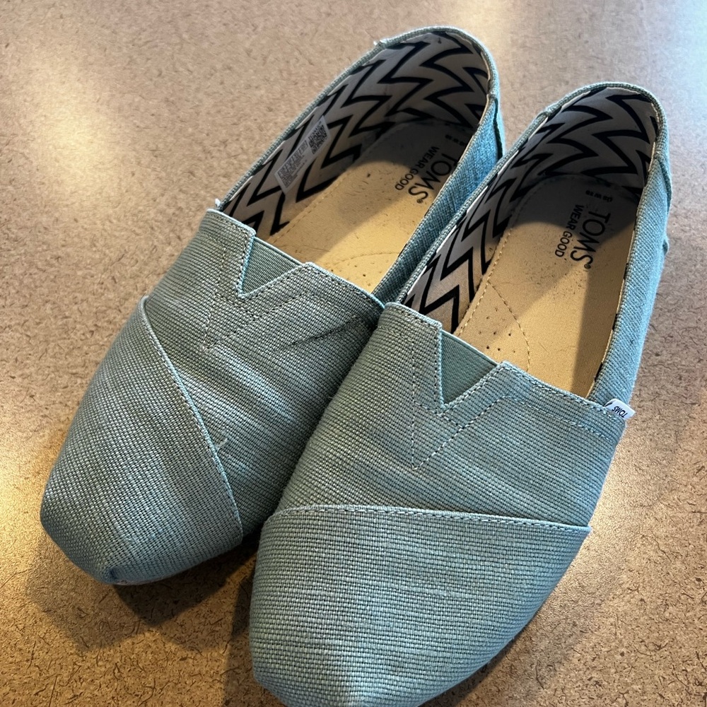 TOMS Sky Blue Canvas Slip-Ons